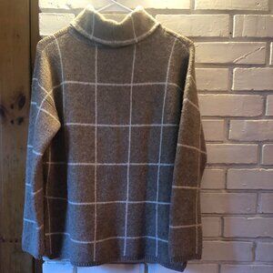 Madewell Funnel Neck Wool Blend Windowpane Tan Sweater XS